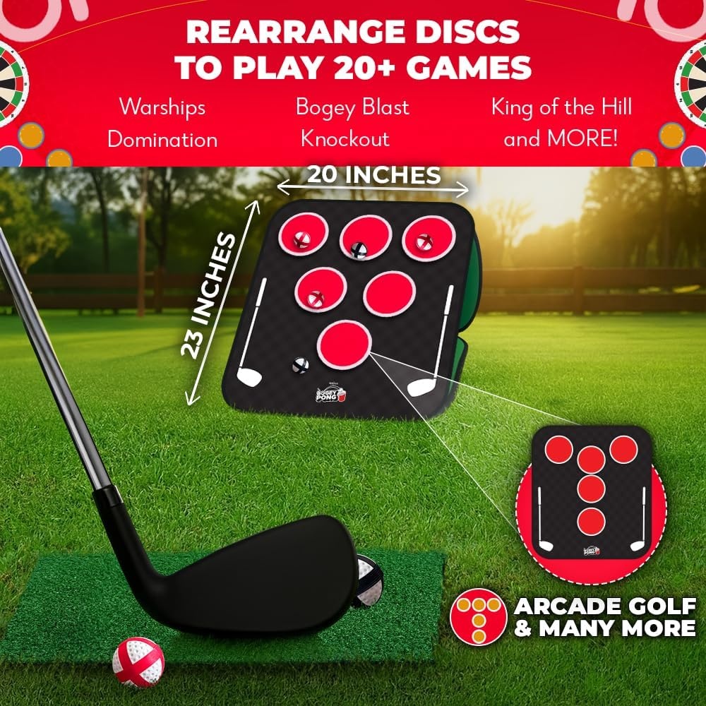 SWOOC Games® – Bogey Pong™ | 3-in-1 Backyard Pong Golf Game Set w/Darts & Tic Tac Toe | Remove Discs for Pong Golf Game Play | Yard Golf Chipping | Backyard Golf Games for Adults, Kids, & Family - view 4