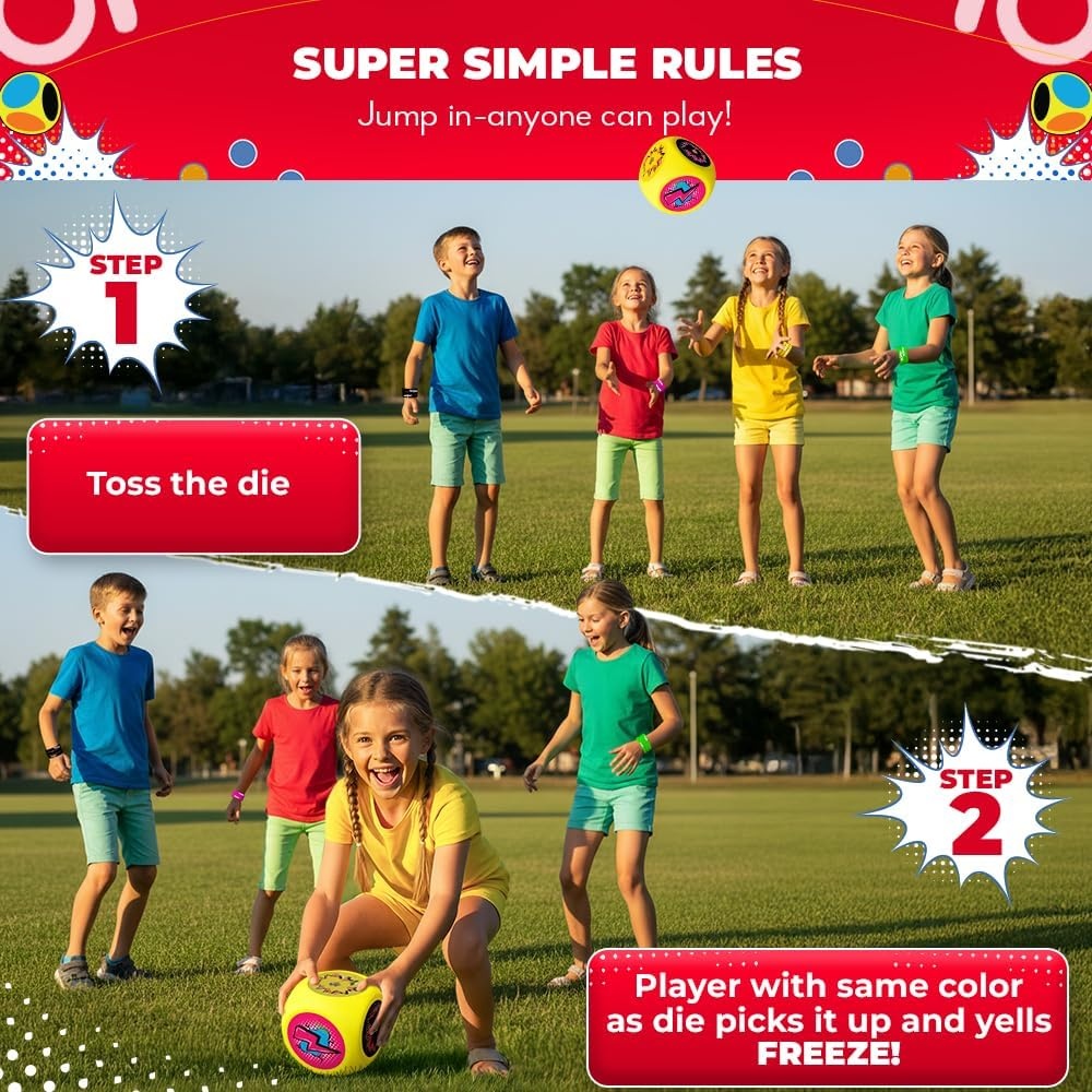 SWOOC Games® – Whomp Ball – Ultimate Backyard Dodgeball – Soft Foam Dice – Yard Games, PE Equipment & Team Building – Outdoor Playground Equipment Dodge Balls – Physical Education for Kids & Adults