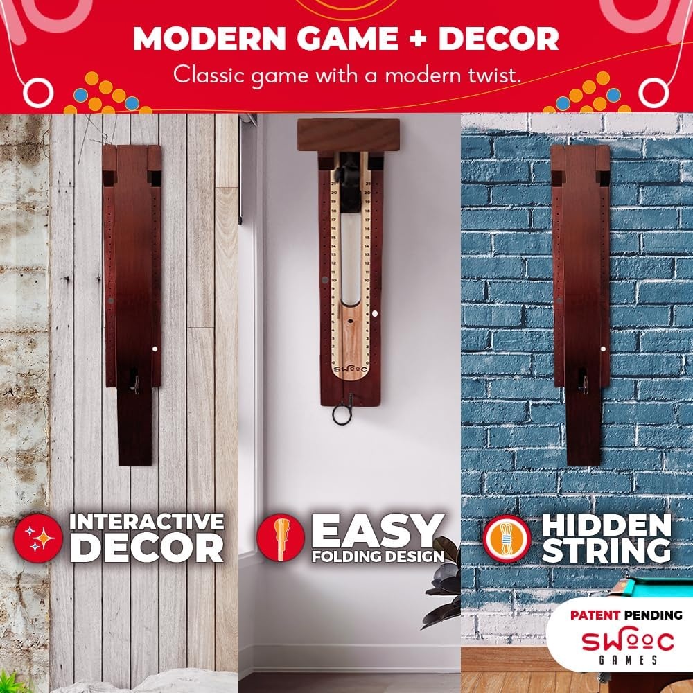 SWOOC Games® – Hideaway Hook and Ring Game On A String – Weather Resistant & Easy Setup – Man Cave Games – Wall Activity for Game Room – Wall Ring Toss Fun for Adults – Bar Activity - view 2