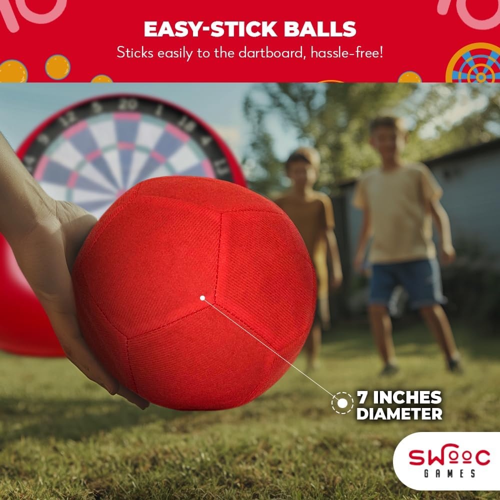 SWOOC Games® – Replacement Balls for Giant Kick Darts – 2 Red and 2 Black (7-inch) – Inflatable Easy-Stick Balls – Giant Outdoor Games – Soccer Yard Activity – Inflatable Soccer Dart Board - view 2