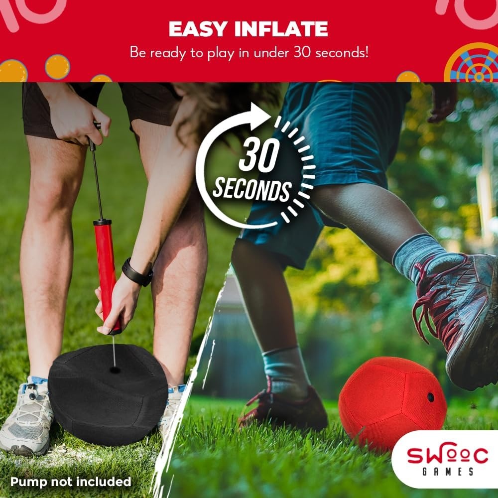 SWOOC Games® – Replacement Balls for Giant Kick Darts – 2 Red and 2 Black (7-inch) – Inflatable Easy-Stick Balls – Giant Outdoor Games – Soccer Yard Activity – Inflatable Soccer Dart Board - view 4