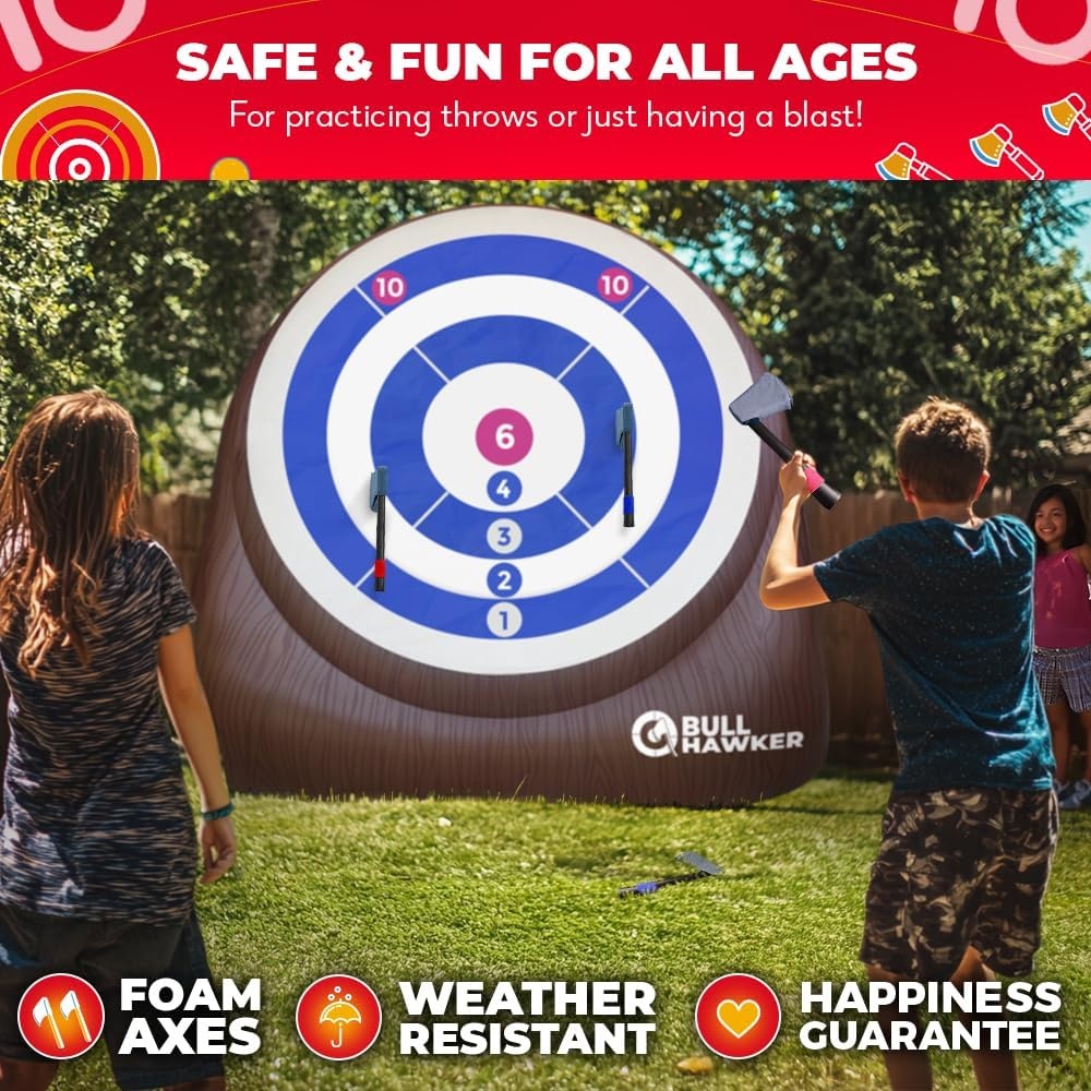 Swooc Games® – Bull Hawker™ | Giant Axe Darts with 15+ Games | Axe Throwing Game for Backyard with Air Pump | Large Outdoor Games for Adults and Family | Party Carnival Game | Throwing Yard Fun(Giant – 6ft) - view 3