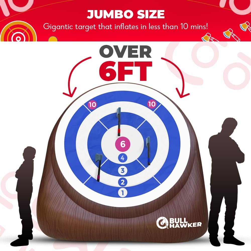 Swooc Games® – Bull Hawker™ | Giant Axe Darts with 15+ Games | Axe Throwing Game for Backyard with Air Pump | Large Outdoor Games for Adults and Family | Party Carnival Game | Throwing Yard Fun(Giant – 6ft) - view 4