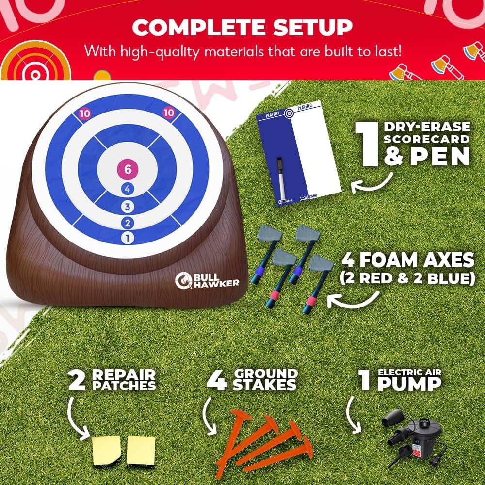 Swooc Games® – Bull Hawker™ | Giant Axe Darts with 15+ Games | Axe Throwing Game for Backyard with Air Pump | Large Outdoor Games for Adults and Family | Party Carnival Game | Throwing Yard Fun(Giant – 6ft) - view 5