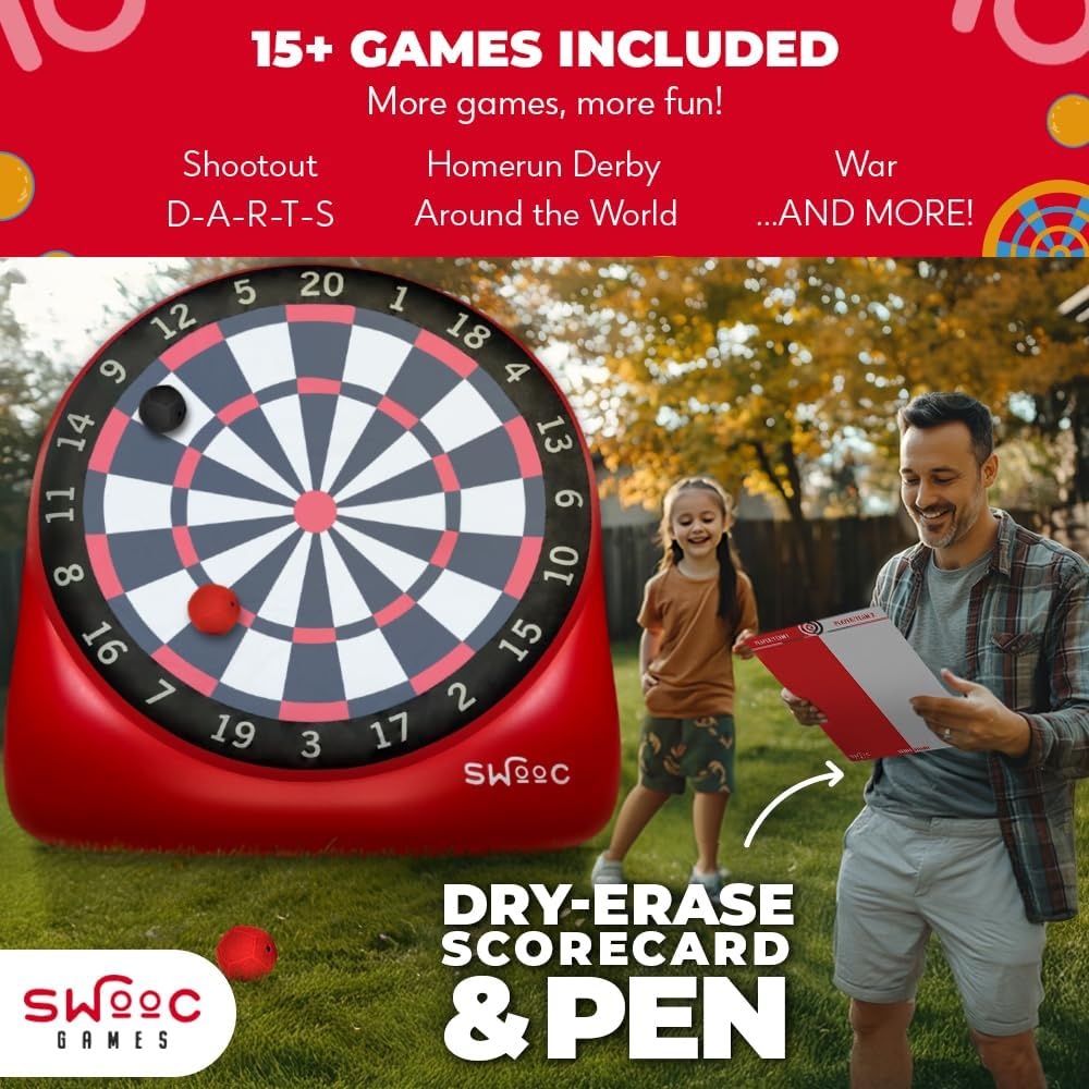 Swooc Games – Premium Inflatable Giant Kick Darts (15+ Ways to Play) – Jumbo Soccer Dartboard with Air Pump – Big Carnival Games – Giant Outdoor Games – Oversized Dart Board Yard & Lawn Game(XL – 8ft) - view 3