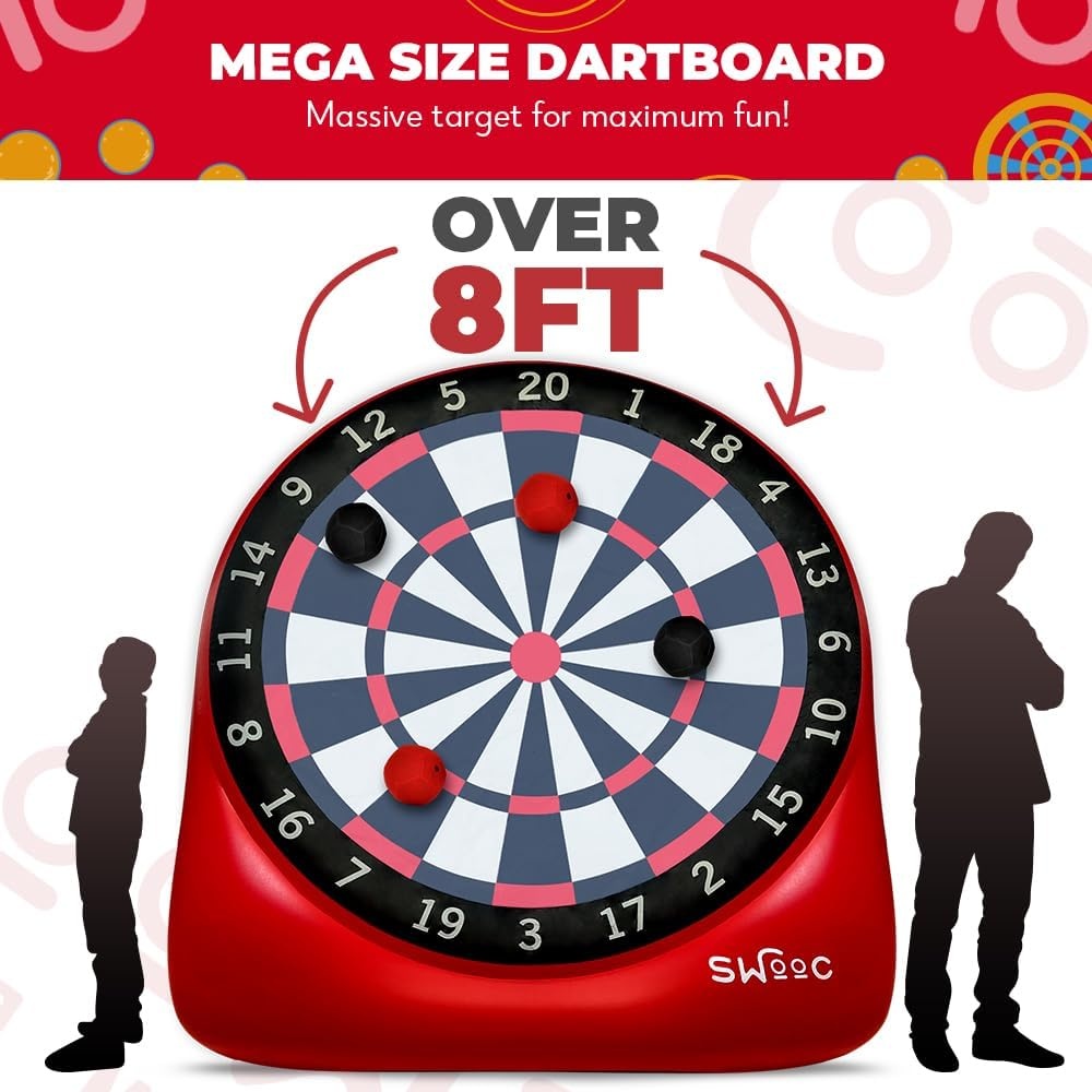 Swooc Games – Premium Inflatable Giant Kick Darts (15+ Ways to Play) – Jumbo Soccer Dartboard with Air Pump – Big Carnival Games – Giant Outdoor Games – Oversized Dart Board Yard & Lawn Game(XL – 8ft) - view 4