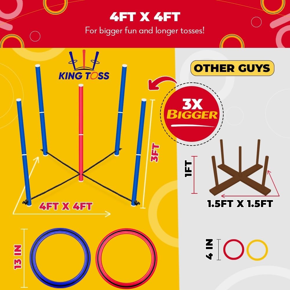 Swooc Games – King Toss™ | Giant Ring Toss Game for Kids and Adults (4ft x 4ft) | Weatherproof Giant Outdoor Games for Adults and Family | Backyard Activities | Outside Yard & Lawn Game | Beach Fun - view 2