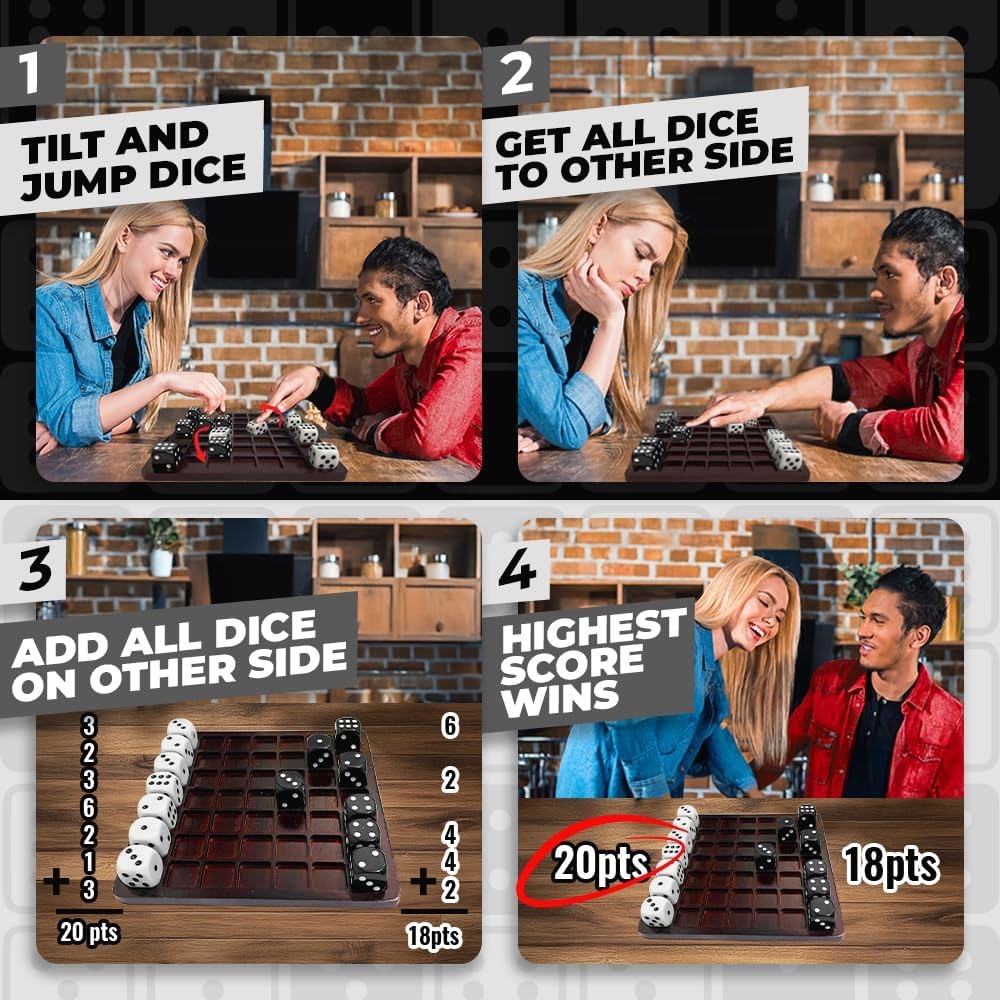 Dittle™- Dice Battle | 2 Player Dice Games for Adults | Adult Board Games for 2 Players | Best Two Player Game for Adults | Two Person Wooden Coffee Table Fun | Bar Game for Adult Indoor Tabletop