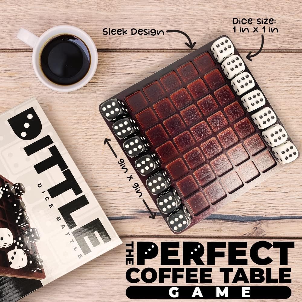 Dittle™- Dice Battle | 2 Player Dice Games for Adults | Adult Board Games for 2 Players | Best Two Player Game for Adults | Two Person Wooden Coffee Table Fun | Bar Game for Adult Indoor Tabletop - view 2