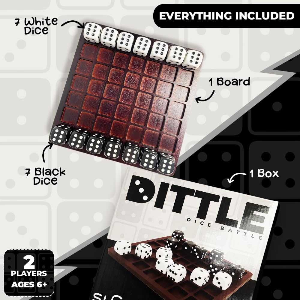 Dittle™- Dice Battle | 2 Player Dice Games for Adults | Adult Board Games for 2 Players | Best Two Player Game for Adults | Two Person Wooden Coffee Table Fun | Bar Game for Adult Indoor Tabletop - view 5