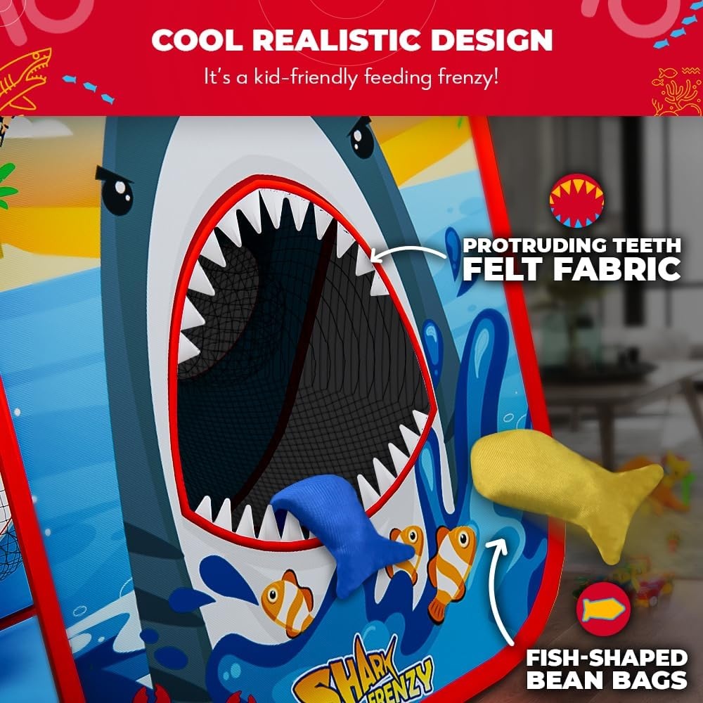 Swooc Games® – Shark Frenzy™ | 2-in-1 Bean Bag Toss Game for Kids | 5-Second Setup Toddler Party Games for Kids | Toddler Outdoor Fun | Corn Hole Shark Toys for Boys | Cornhole Game Set Outside - view 2