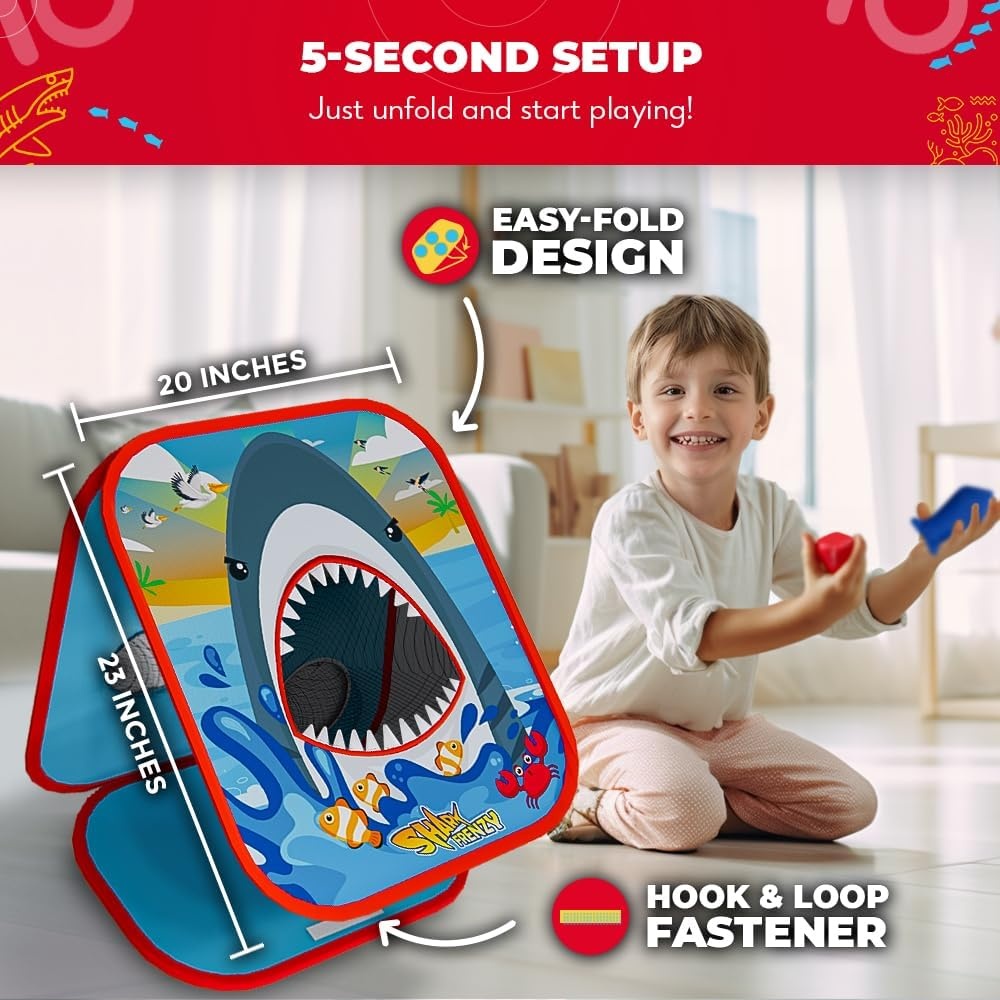 Swooc Games® – Shark Frenzy™ | 2-in-1 Bean Bag Toss Game for Kids | 5-Second Setup Toddler Party Games for Kids | Toddler Outdoor Fun | Corn Hole Shark Toys for Boys | Cornhole Game Set Outside - view 3