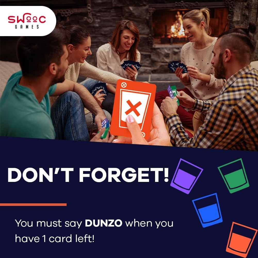 SWOOC DUNZO – Hydrating Version of Classic Card Game with 4 Unbreakable Glasses – Draw Two, Skip, Reverse, Get Loco – Fun Party Game & Funny Gifts – Card Games - view 2