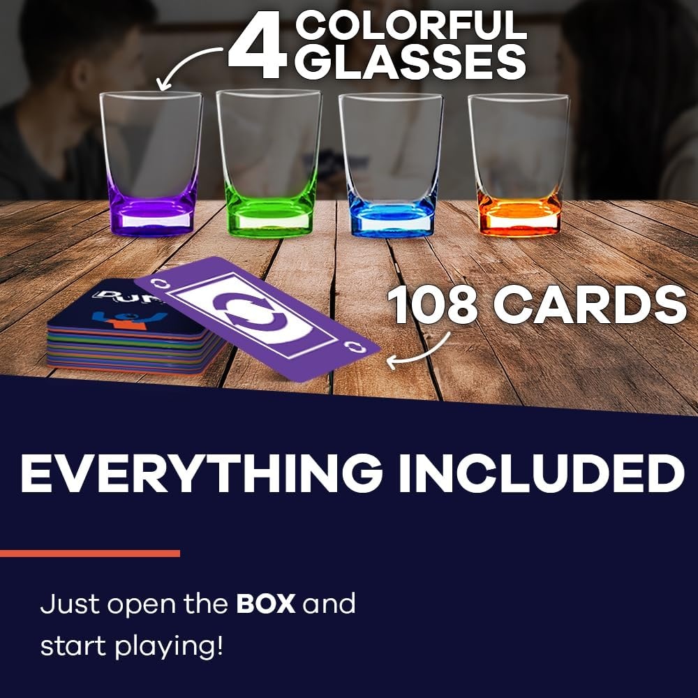 SWOOC DUNZO – Hydrating Version of Classic Card Game with 4 Unbreakable Glasses – Draw Two, Skip, Reverse, Get Loco – Fun Party Game & Funny Gifts – Card Games - view 4