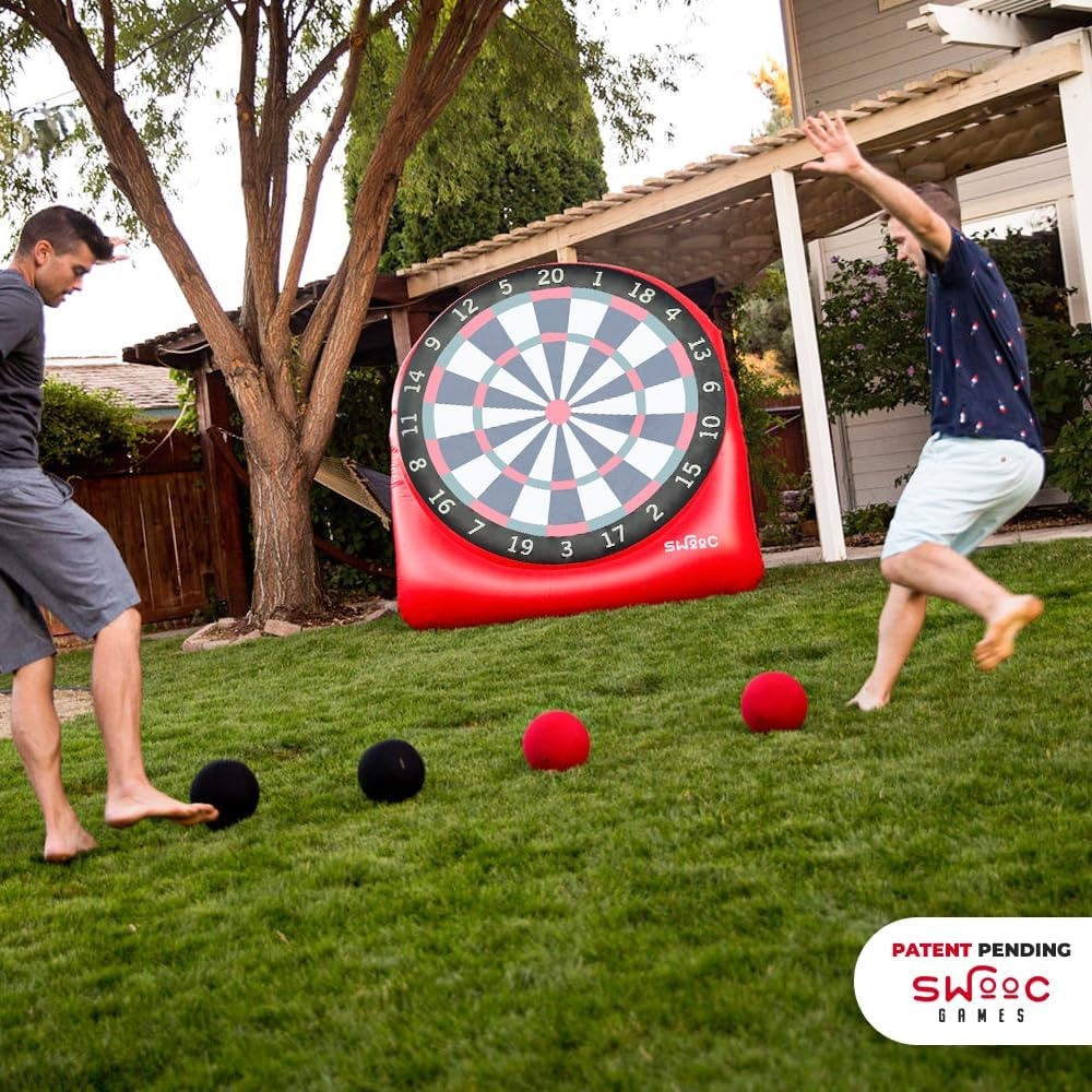 Swooc Games – Premium Inflatable Giant Kick Darts (15+ Ways to Play) – Jumbo Soccer Dartboard with Air Pump – Big Carnival Games – Giant Outdoor Games – Oversized Dart Board Yard & Lawn Game(Giant – 6ft) - view 3