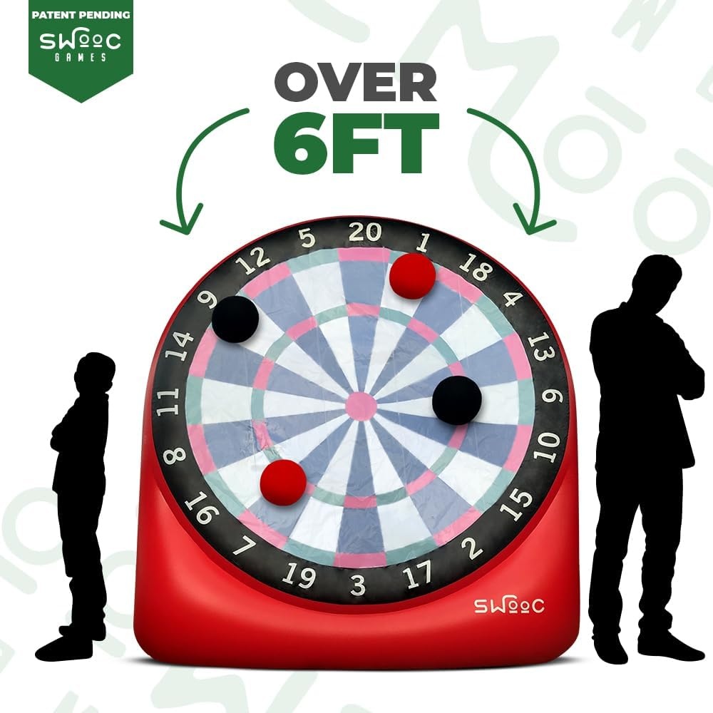 Swooc Games – Premium Inflatable Giant Kick Darts (15+ Ways to Play) – Jumbo Soccer Dartboard with Air Pump – Big Carnival Games – Giant Outdoor Games – Oversized Dart Board Yard & Lawn Game(Giant – 6ft) - view 4