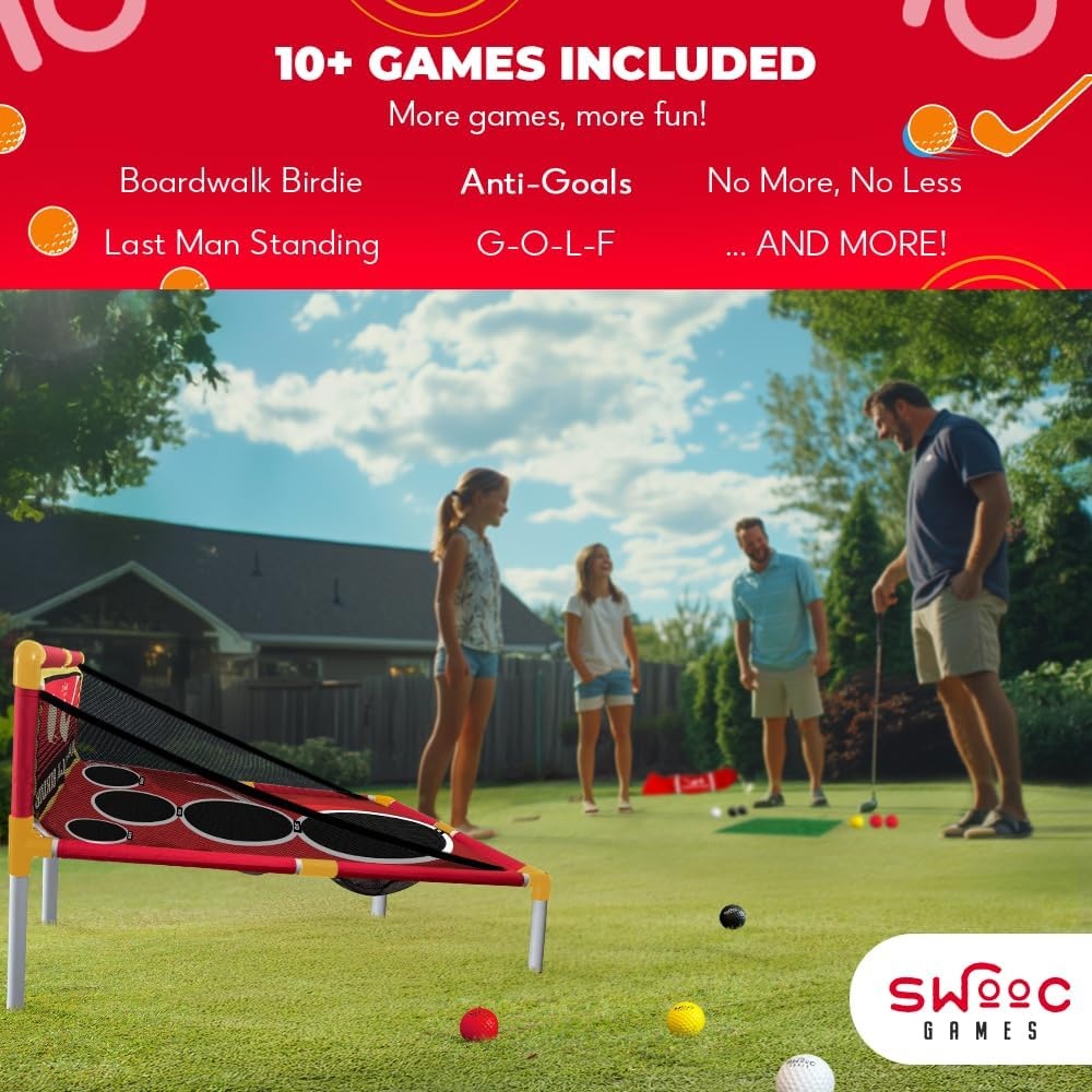 SWOOC Games – Boardwalk Birdie™ | Arcade Style Golf Game with Easy Setup & 10+ Games Included | Cornhole Golf Chipping Game | Indoor & Outdoor Activities for Adults and Family | Backyard Fun - view 2