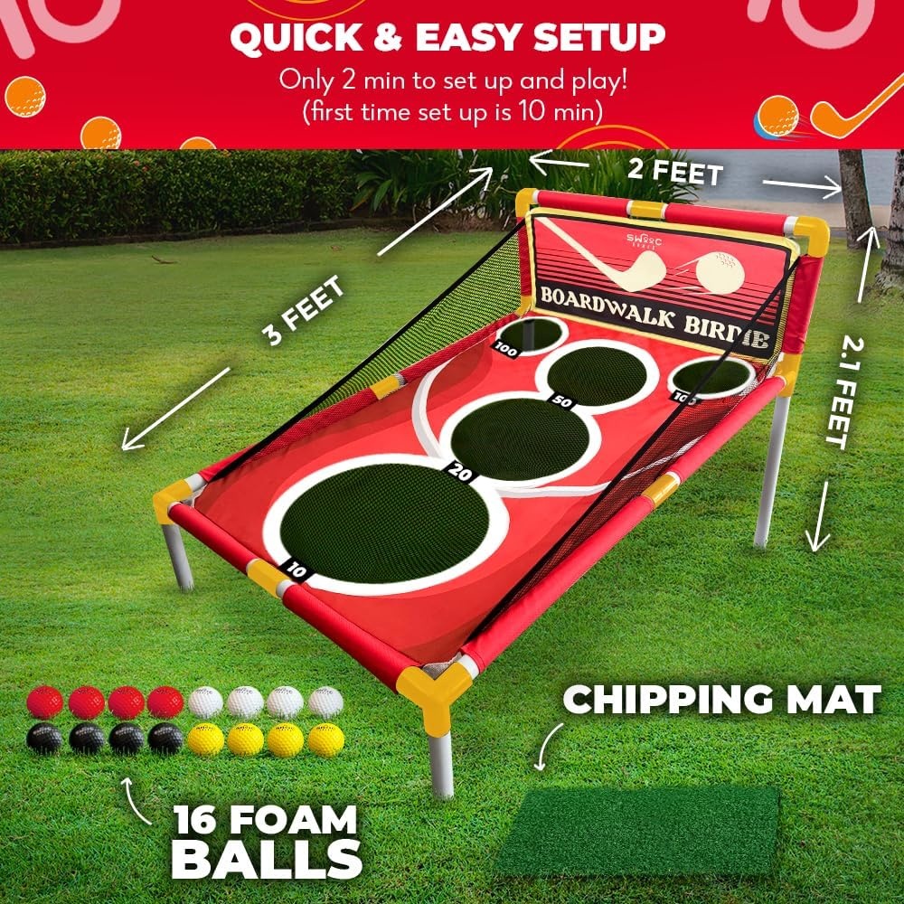 SWOOC Games – Boardwalk Birdie™ | Arcade Style Golf Game with Easy Setup & 10+ Games Included | Cornhole Golf Chipping Game | Indoor & Outdoor Activities for Adults and Family | Backyard Fun - view 4