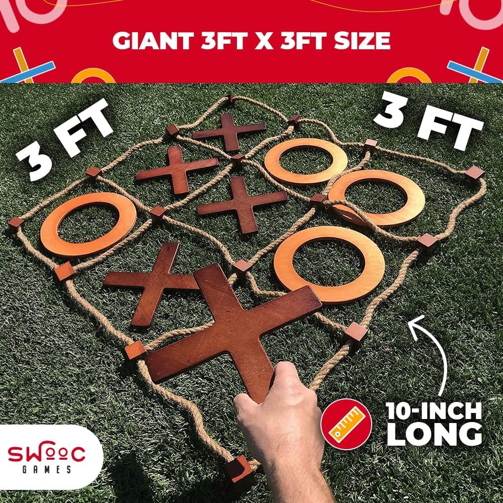 SWOOC Games – Premium Giant Tic Tac Toe Game Outdoor (All Weather) | 3ft x 3ft | Instant Setup, No Assembly | Giant Outdoor Games for Adults and Family | Outside Toys | Large Lawn & Backyard Fun - view 3