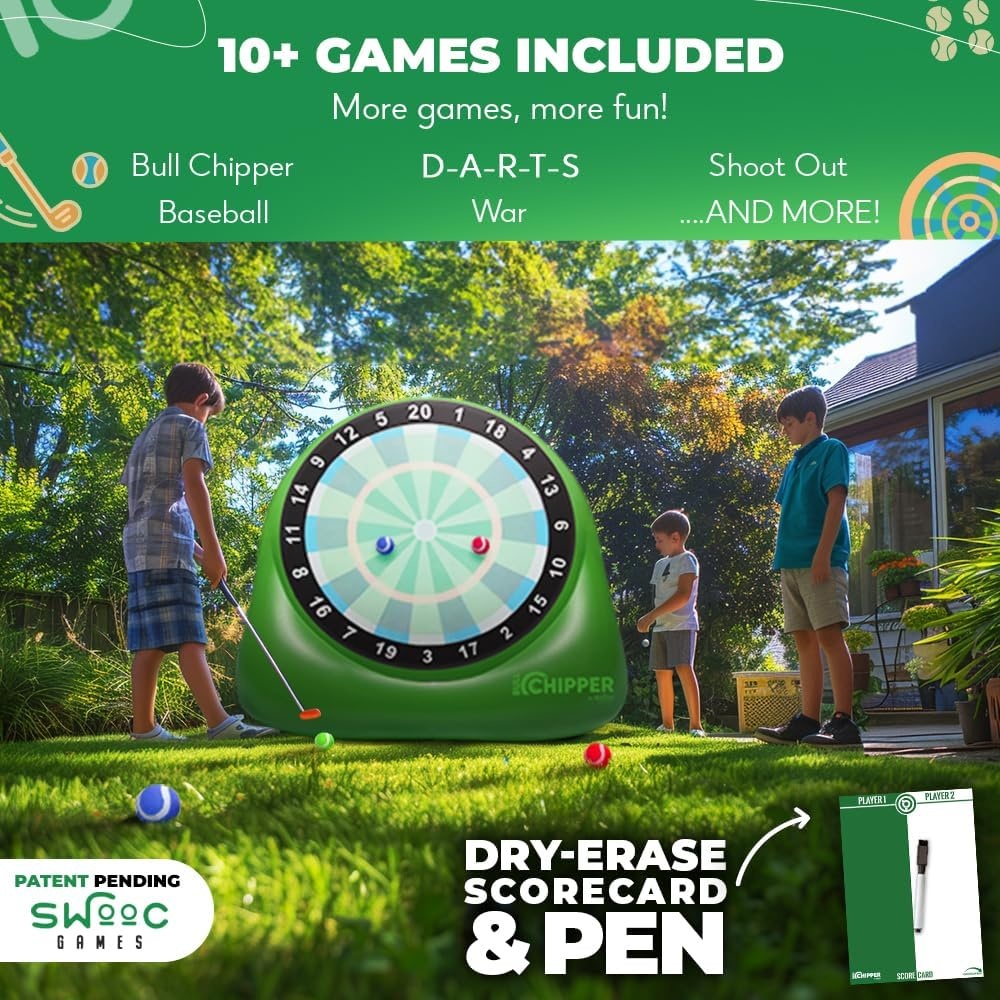 Swooc Games® – Bull Chipper™ | Giant Golf Darts with 10+ Golf Games | Backyard Game with Air Pump | Yard Game for Adults | Giant Outdoor Fun for Adults and Family | Outside Activity – Golf Chipper(Giant – 6ft) - view 2