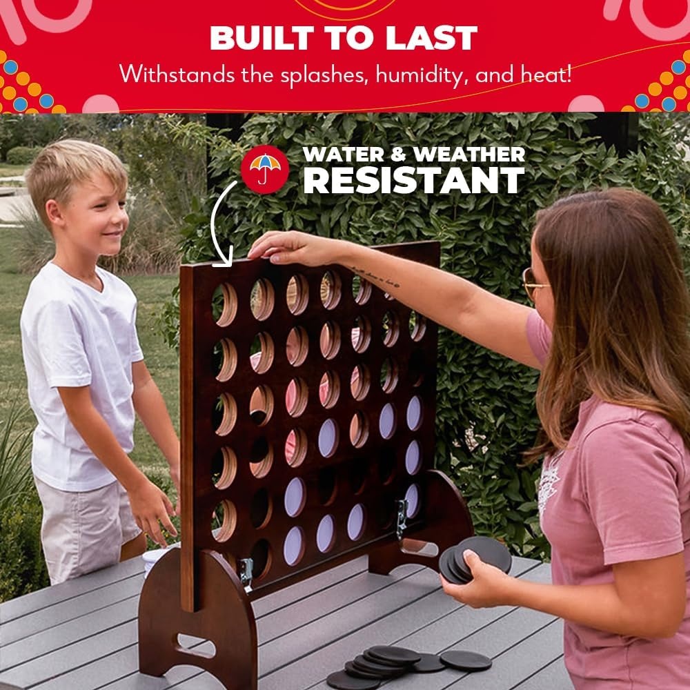 SWOOC Games – Premium Giant Four in a Row (All Weather) w/Carrying Case & 60% Quieter Design – Giant Connect – 4 Game Outdoor for Adults and Family – 4 in a Row Life Size Yard Games for Kids & Adults(3ft x 2ft) - view 3