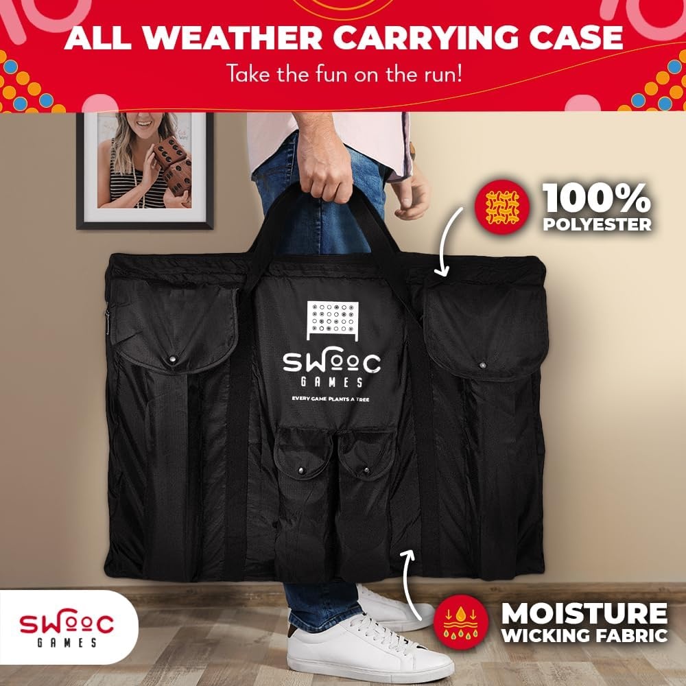 SWOOC Games – Premium Giant Four in a Row (All Weather) w/Carrying Case & 60% Quieter Design – Giant Connect – 4 Game Outdoor for Adults and Family – 4 in a Row Life Size Yard Games for Kids & Adults(3ft x 2ft) - view 4