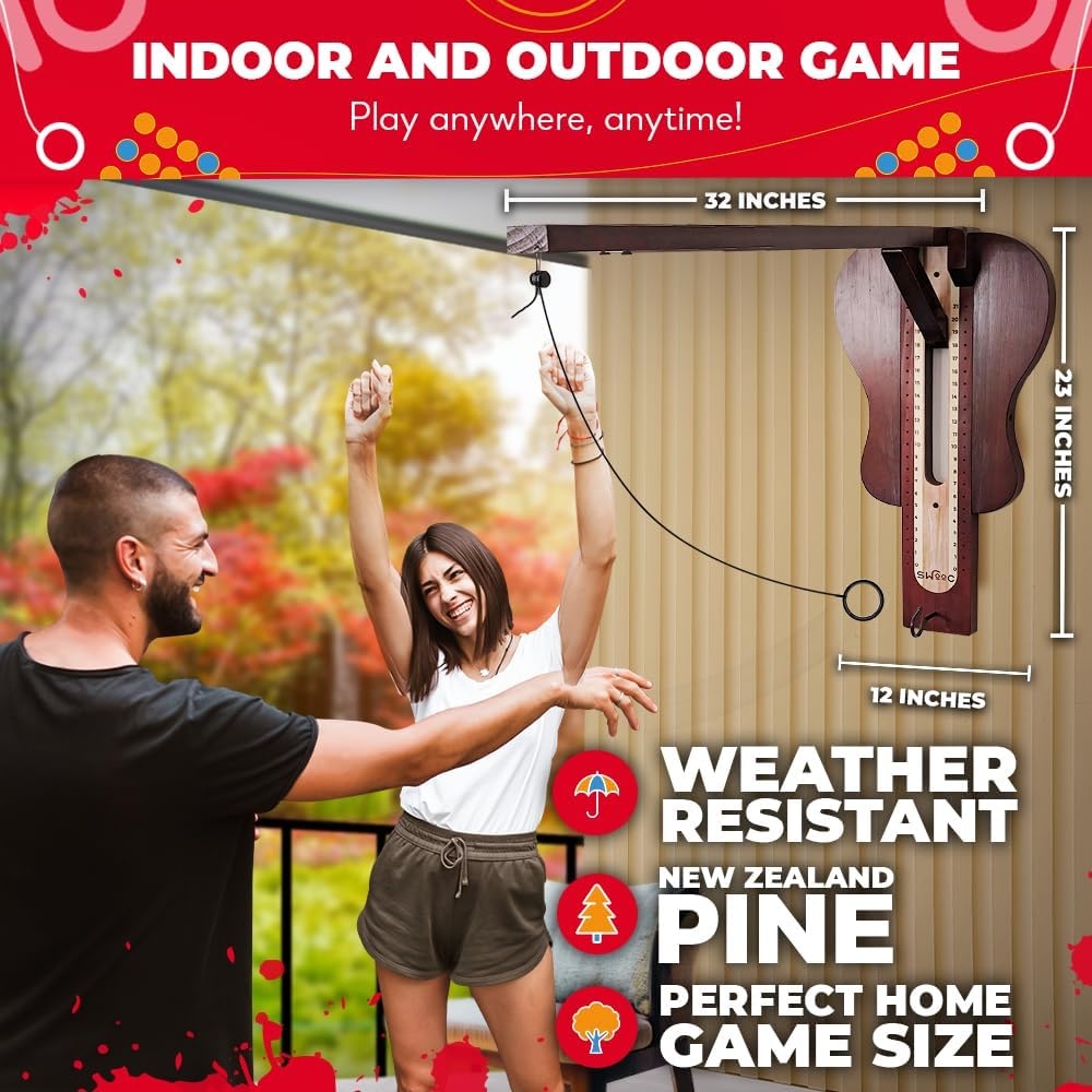 Swooc Games – Hook and Ring Game – Guitar Game Room Wall Decor – Stylish Folding Design – Weather Resistant – Easy Adjust String – Ring Toss Game for Adults – Wall Games – Ring Hook Game – Bar Games - view 3