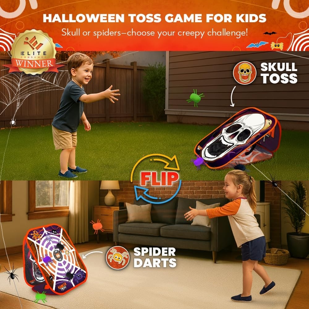 Swooc Games® – Haunted Toss™ | Halloween Games for Kids | 2-in-1 Bean Bag Toss Game | 5-Second Setup | Spooky Halloween Party Games for Kids | Fall Bean Bag Toss Cornhole | Carnival Party Activities