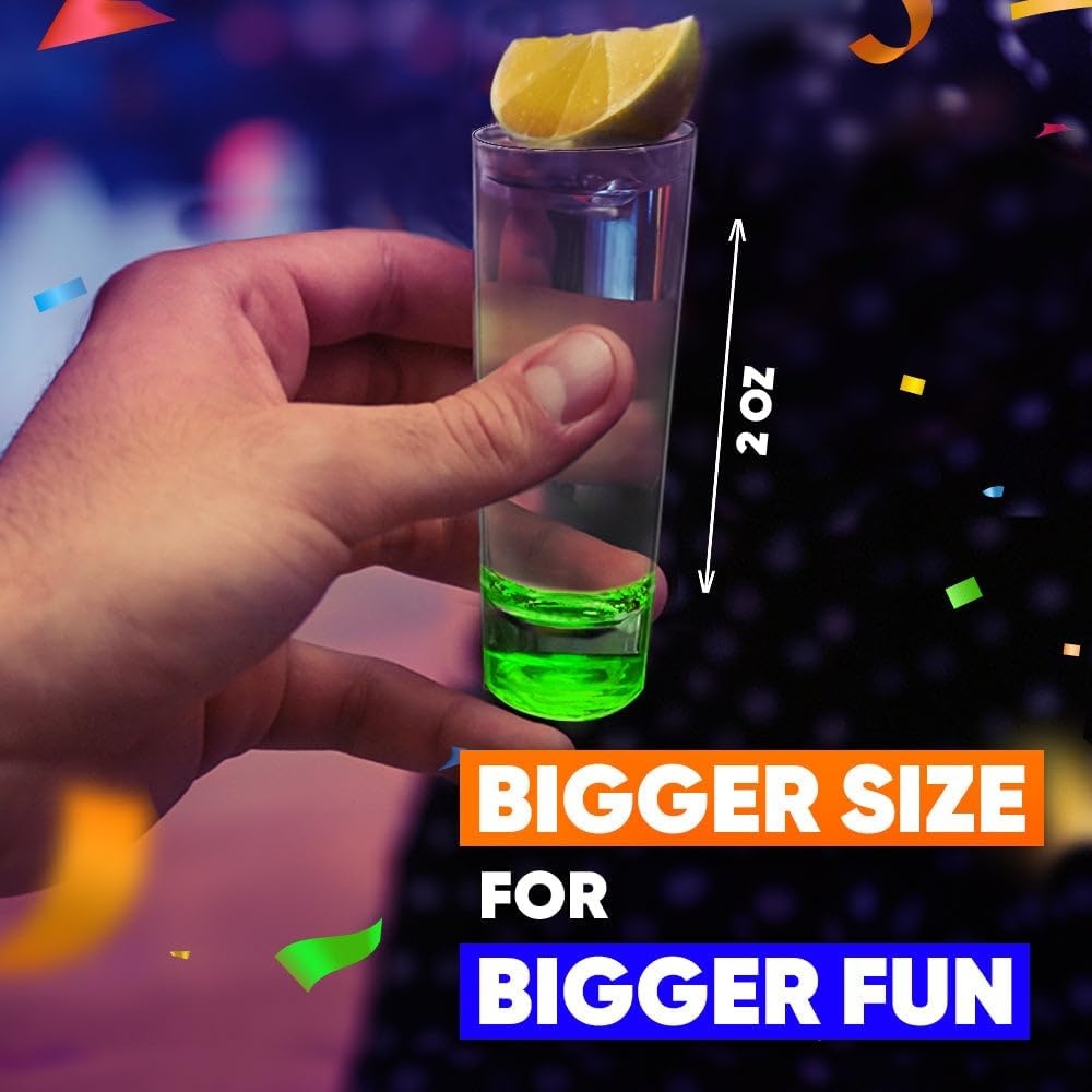 SWOOC Games – Tall Unbreakable Shot Glasses Set (6 Pack) – 250x Stronger Than Glass, 25x Stronger Than Acrylic – Colorful & Dishwasher-Safe – 2oz Reusable Plastic Shot Glasses – DUNZO Compatible - view 3
