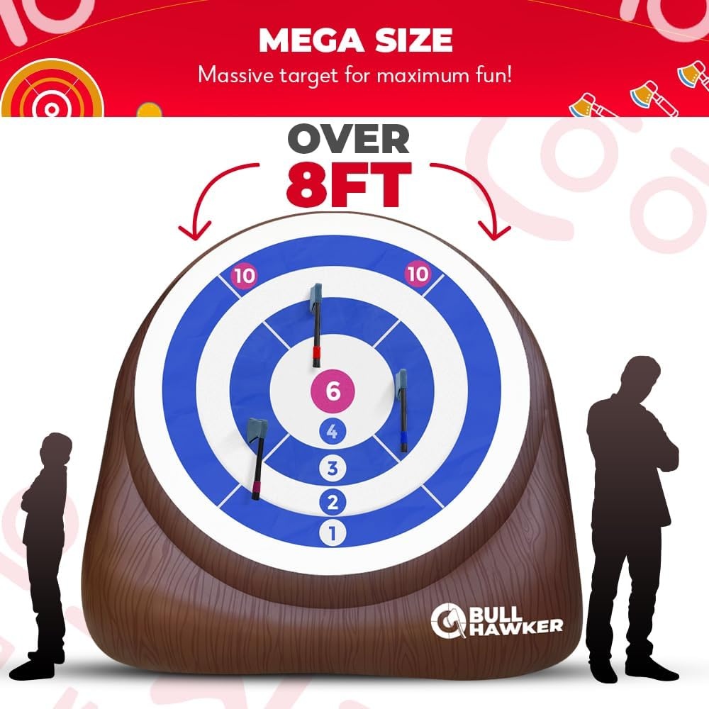 Swooc Games® – Bull Hawker™ | Giant Axe Darts with 15+ Games | Axe Throwing Game for Backyard with Air Pump | Large Outdoor Games for Adults and Family | Party Carnival Game | Throwing Yard Fun(XL – 8ft) - view 5