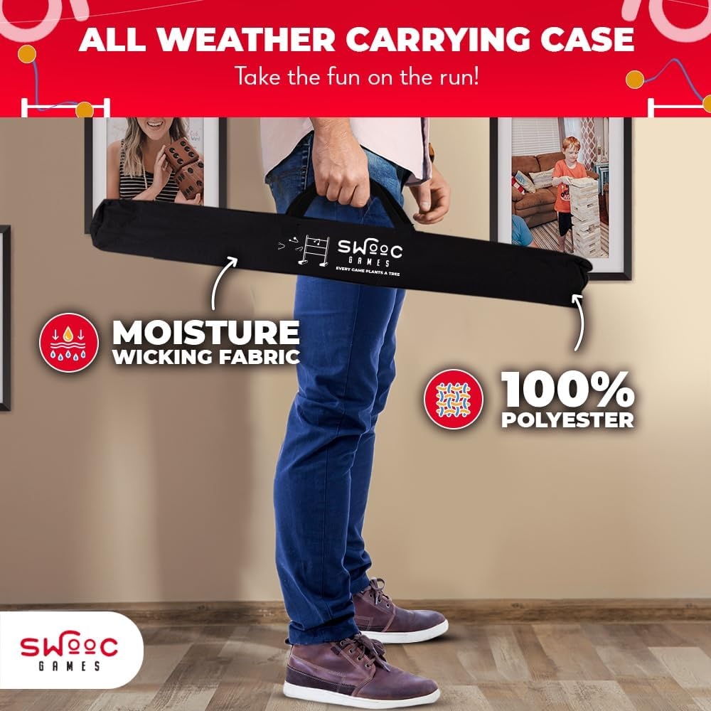 SWOOC Games® – Premium Wooden Ladder Ball Game Set (Weather Resistant) – with 10+ Games & Carrying Case – Easy, No Tool Set Up – Premium Ladder Toss Outdoor Game – Backyard Ball Toss Games - view 5