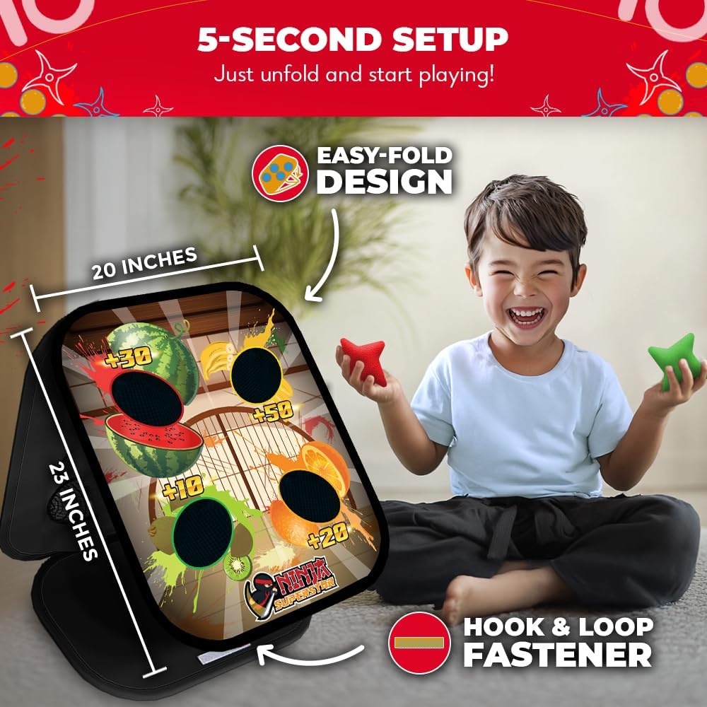 Swooc Games – Ninja Superstar™ | 2-in-1 Corn Hole Games for Kids | 5-Second Setup | Ninja Toys for Boys | Bean Bag Toss Game for Kids | Cornhole Game Set Outdoor | Outdoor Toys | Throwing Star - view 3