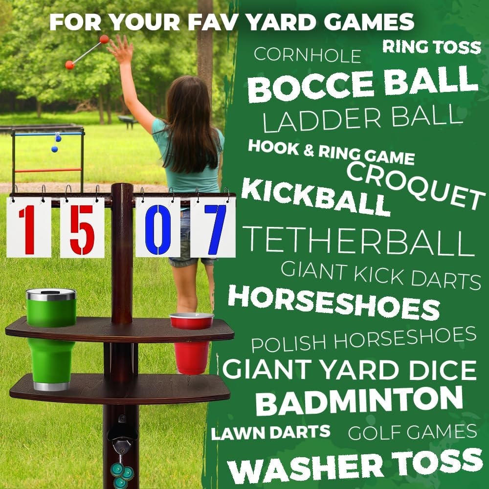 Swooc Games® – Cornhole Score Keeper & Other Yard Games – Weather Resistant – Cornhole Scoreboard with Drink Holder & Bottle Opener & Magnetic Cap Catch – Cornhole Accessories – Corn Hole Score Boards - view 4