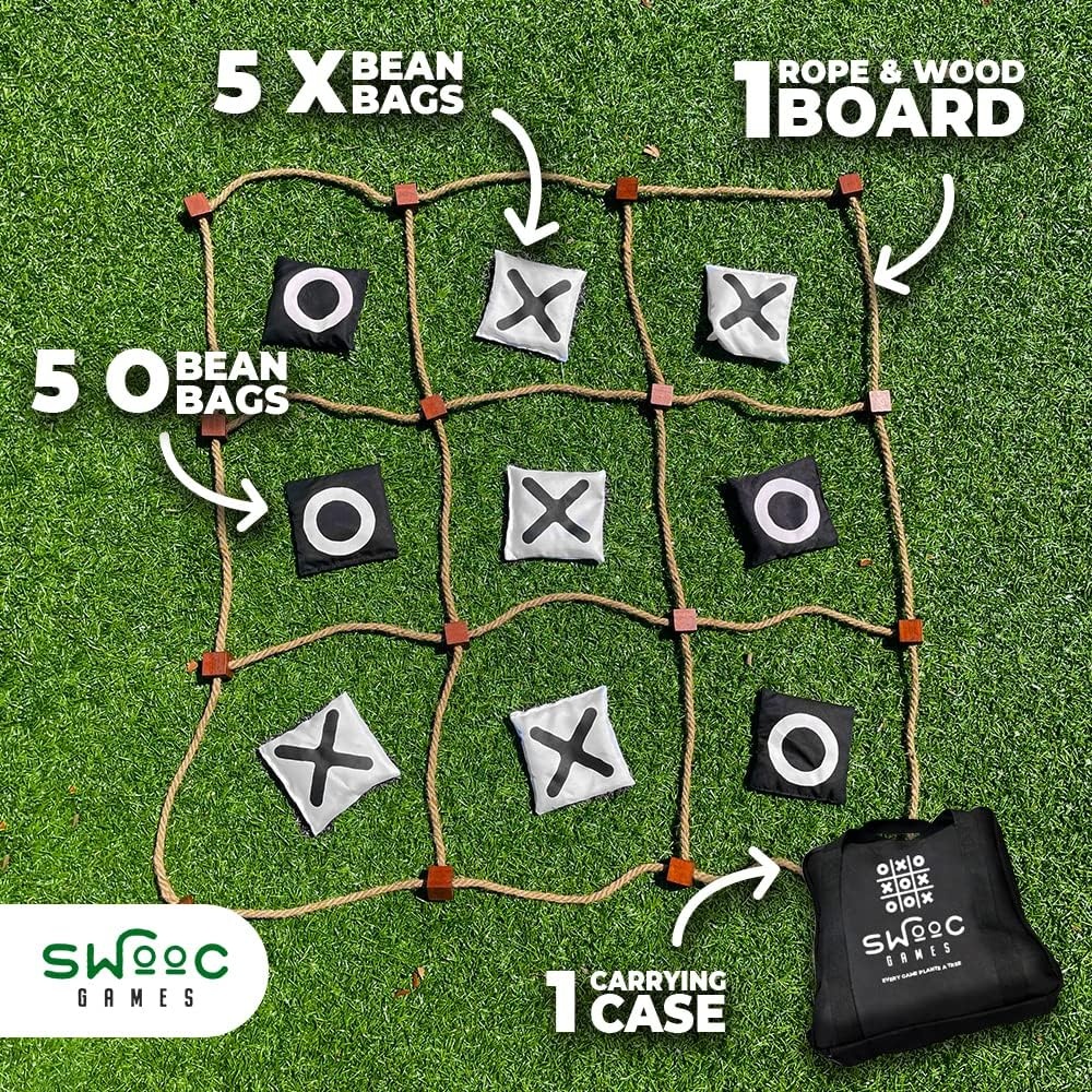Swooc Games® – Giant Tic Tac Toe Game Outdoor (All Weather) | 3ft x 3ft | Instant Setup, No Assembly | Giant Outdoor Games for Adults and Family | Outside Toys | Large Lawn & Backyard Fun | Yard Game - view 3