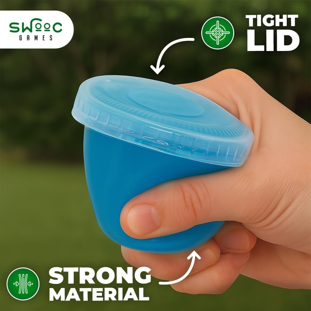 SWOOC Games – 105 Extra/Replacement Gelatin Shot Cups & Lids for Giant Tower Party Game – Clear Plastic & Leak Proof – Perfect Size for Hidden Shot Blocks – Tipsy Topple Game for Adults – Block Games(Xtra Cups Only – 105pc) - view 3