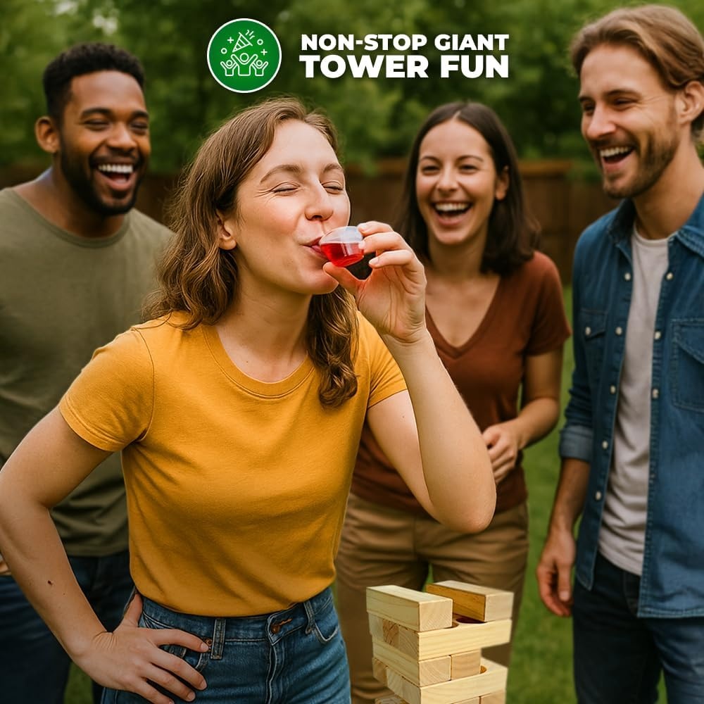 SWOOC Games – 105 Extra/Replacement Gelatin Shot Cups & Lids for Giant Tower Party Game – Clear Plastic & Leak Proof – Perfect Size for Hidden Shot Blocks – Tipsy Topple Game for Adults – Block Games(Xtra Cups Only – 105pc) - view 5