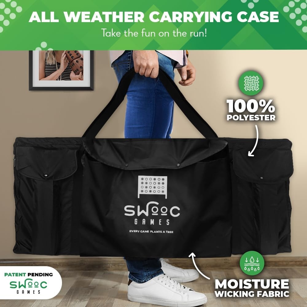 SWOOC Games – Premium Giant Four in a Row (All Weather) w/Carrying Case & 60% Quieter Design – Giant Connect – 4 Game Outdoor for Adults and Family – 4 in a Row Life Size Yard Games for Kids & Adults(4ft x 3ft) - view 5
