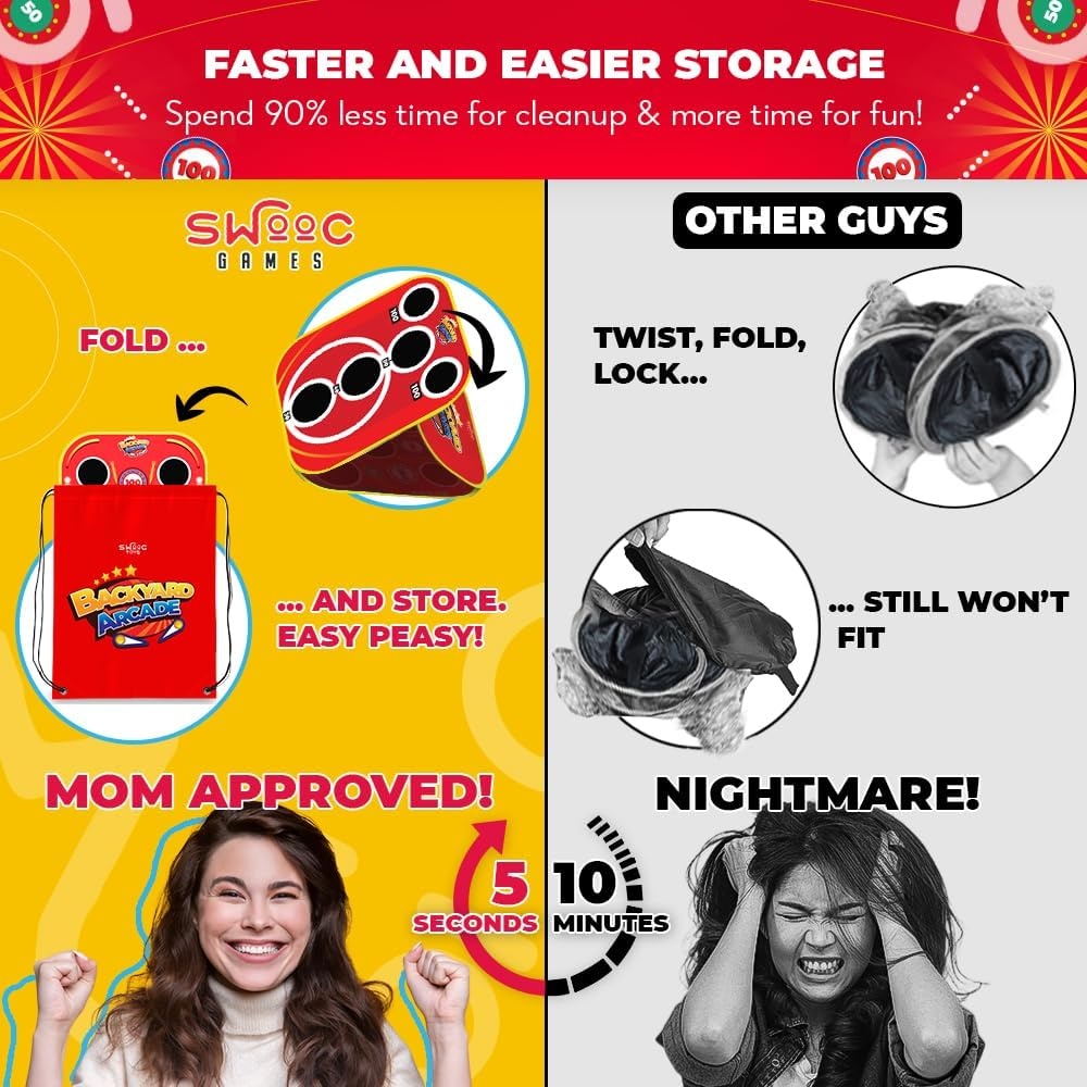 Swooc Games® – Backyard Arcade™ | 2-in-1 Bean Bag Toss Game for Kids w/Carry Bag | 5-Second Setup & Storage | Outside Toys for Toddlers | Carnival Games for Kids | Outdoor Toddler Activities - view 4