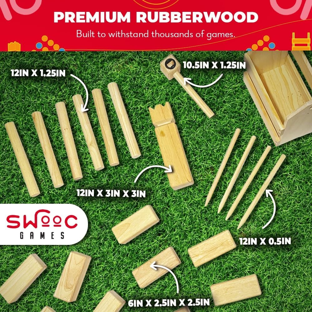 SWOOC Games – Kubb Yard Game Set – Premium Hardwood Viking Chess Set w/Wood Crate – for Adults & Kids – Backyard Size Kubb Game – for Kuub Tournaments with Friends – Viking Game – Kuube Outdoor Game - view 3