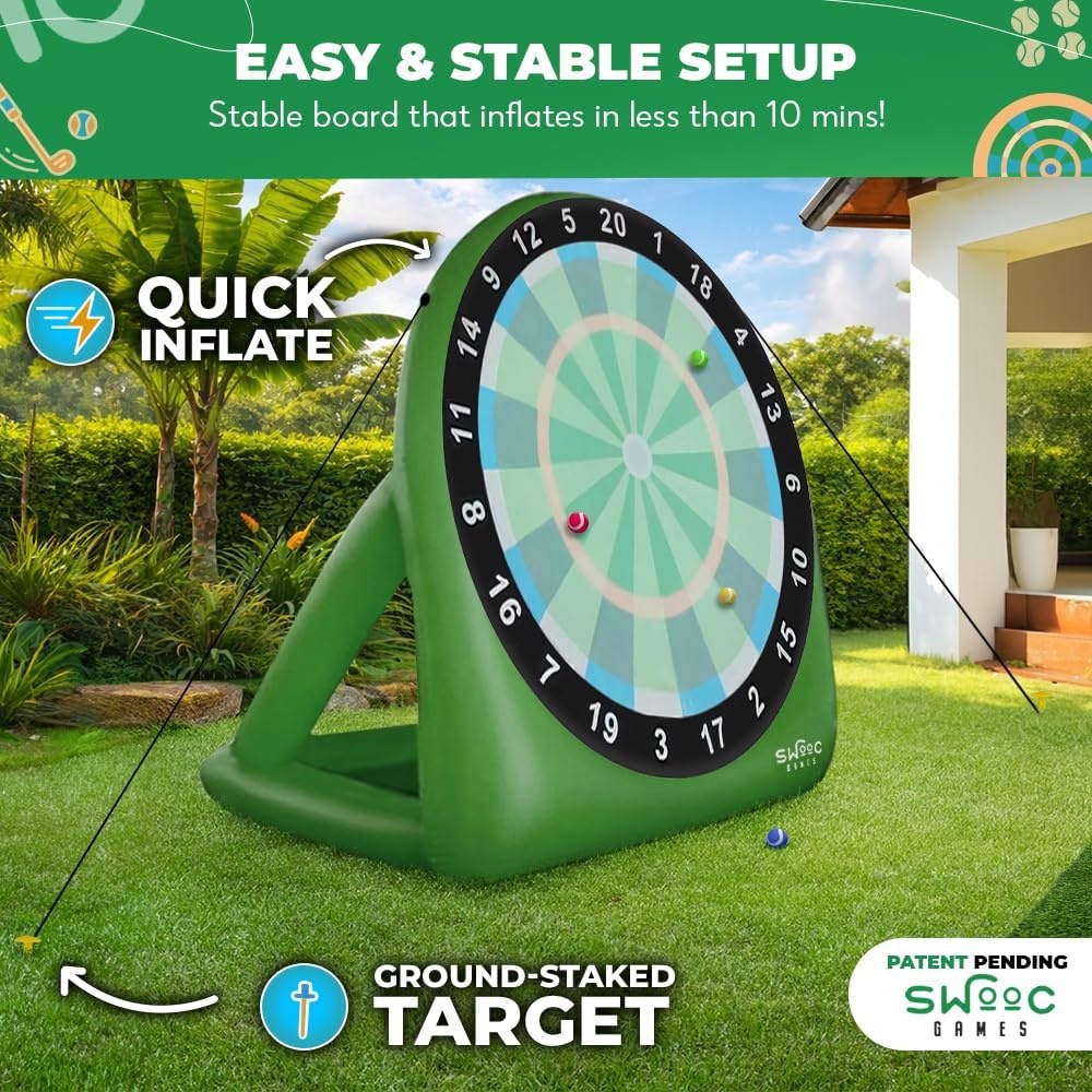 Swooc Games® – Bull Chipper™ | Giant Golf Darts with 10+ Golf Games | Backyard Game with Air Pump | Yard Game for Adults | Giant Outdoor Fun for Adults and Family | Outside Activity – Golf Chipper(XL – 8ft) - view 2