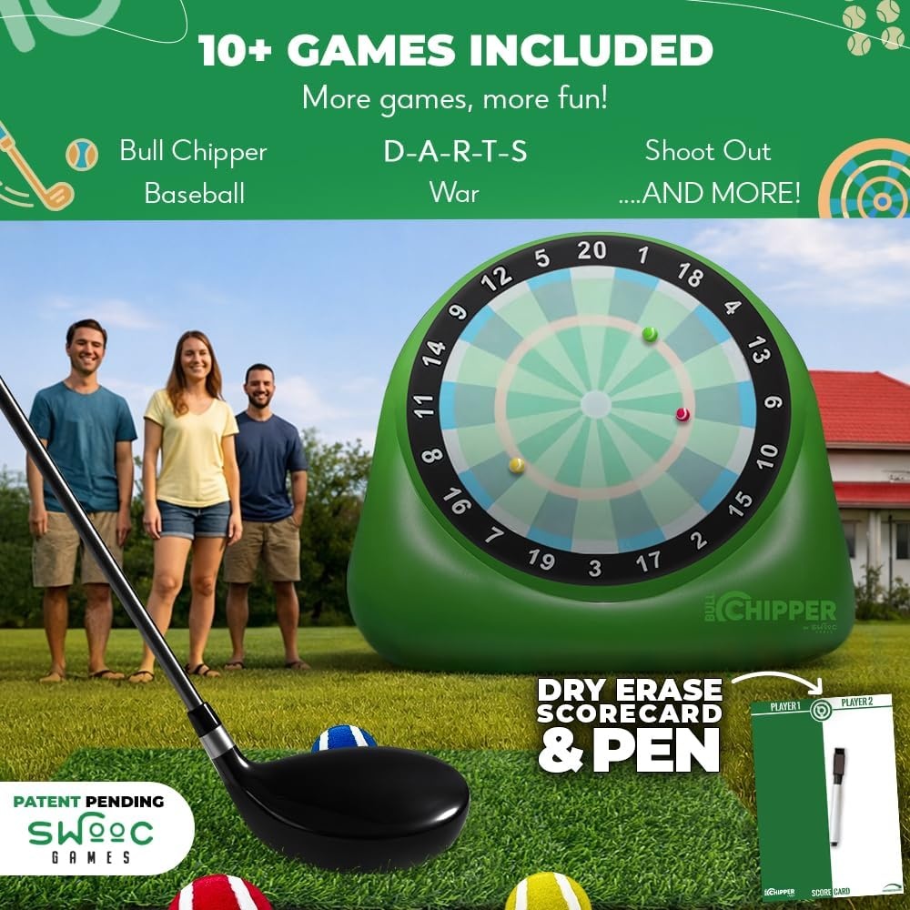 Swooc Games® – Bull Chipper™ | Giant Golf Darts with 10+ Golf Games | Backyard Game with Air Pump | Yard Game for Adults | Giant Outdoor Fun for Adults and Family | Outside Activity – Golf Chipper(XL – 8ft) - view 3