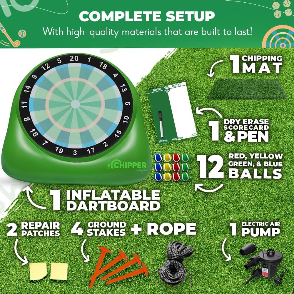 Swooc Games® – Bull Chipper™ | Giant Golf Darts with 10+ Golf Games | Backyard Game with Air Pump | Yard Game for Adults | Giant Outdoor Fun for Adults and Family | Outside Activity – Golf Chipper(XL – 8ft) - view 4