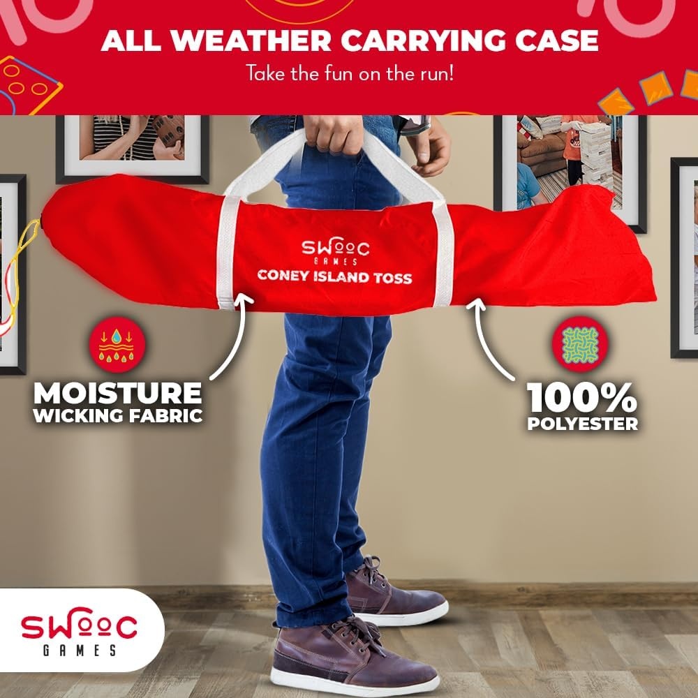 Swooc Games – Coney Island Toss™ – Arcade Style Cornhole Board Set w/Carrying Case & 15+ Games – Corn Hole Games for Adults – Kids Bean Bag Toss Game – Kids Cornhole Set w/Bags – Outdoor Yard Games - view 5