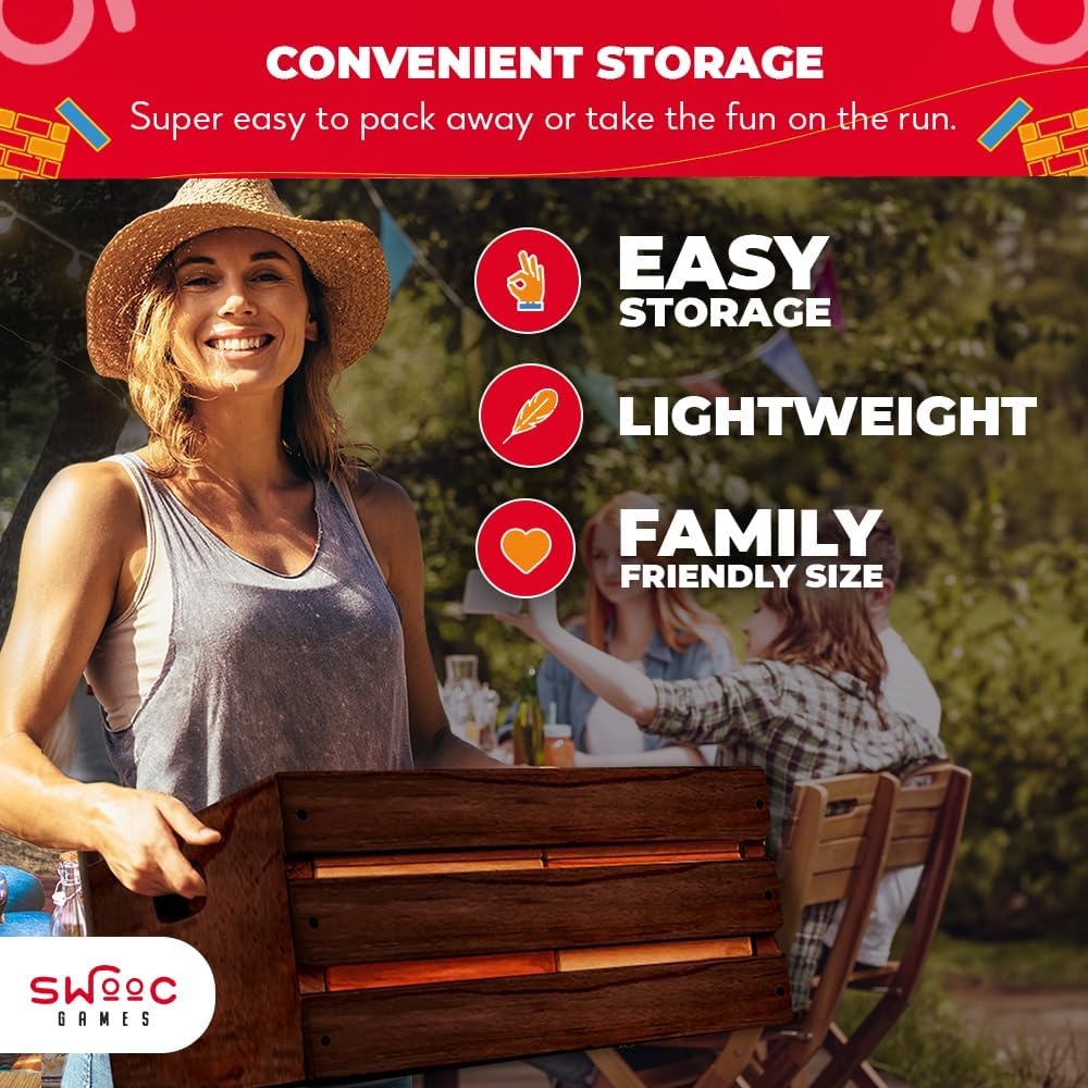 SWOOC Games – Reclaimed Giant Tower Game (Weather Resistant) 60 Blocks + Storage Crate/Outdoor Game Table | Stacks up to 5ft | Giant Outdoor Tower for Adults | Large Yard Activity | Jumbo Lawn Fun - view 2
