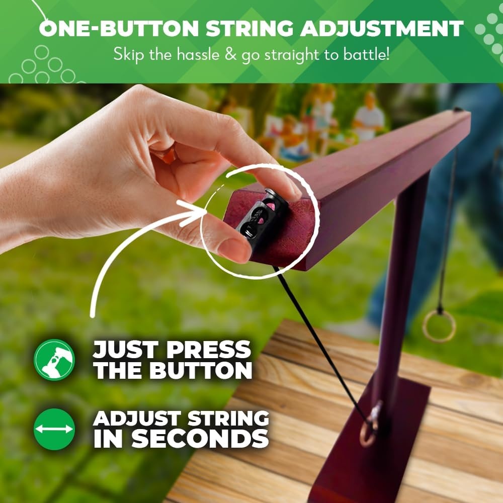 Swooc Games® – Battle Hooks XL Hook and Ring Game with Ladder – 20 Second Set Up – Hook and Ring Toss Game for Adults – Wooden Ring Hook Tossing Game – Tabletop Ring Hook Game - view 3
